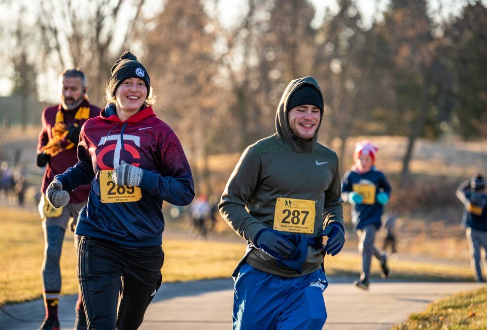 Runners smiling at the Turkey Trot 5K