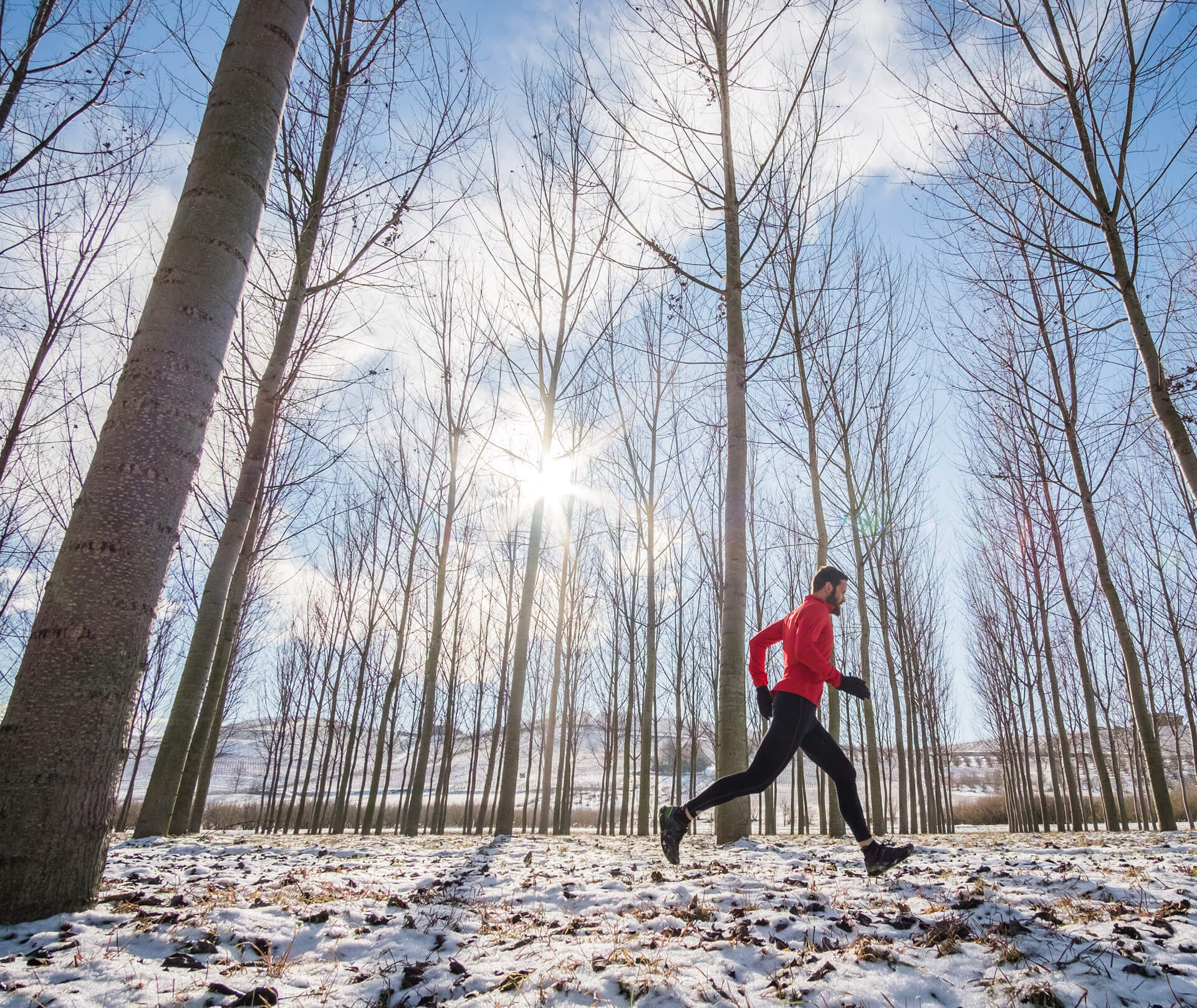 Man running or jogging in the winter