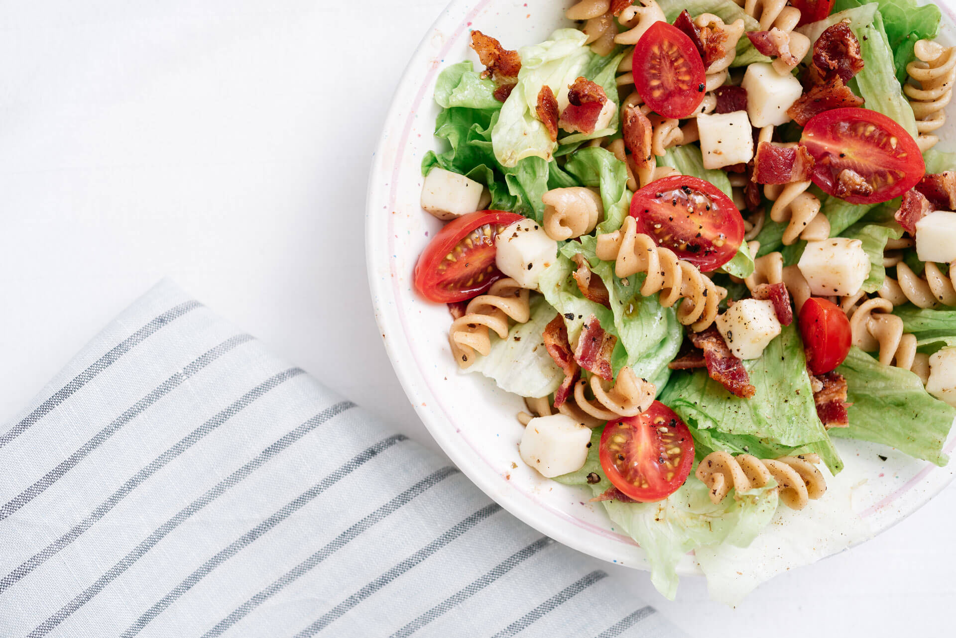 BLT Avocado Ranch Pasta Salad. 